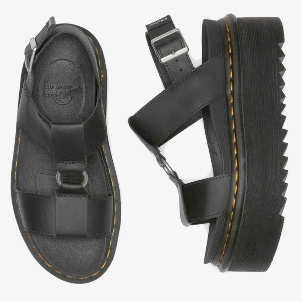 Dr. Martens Francis Black Leather Strap Platform Sandal - Picture 3 of 12